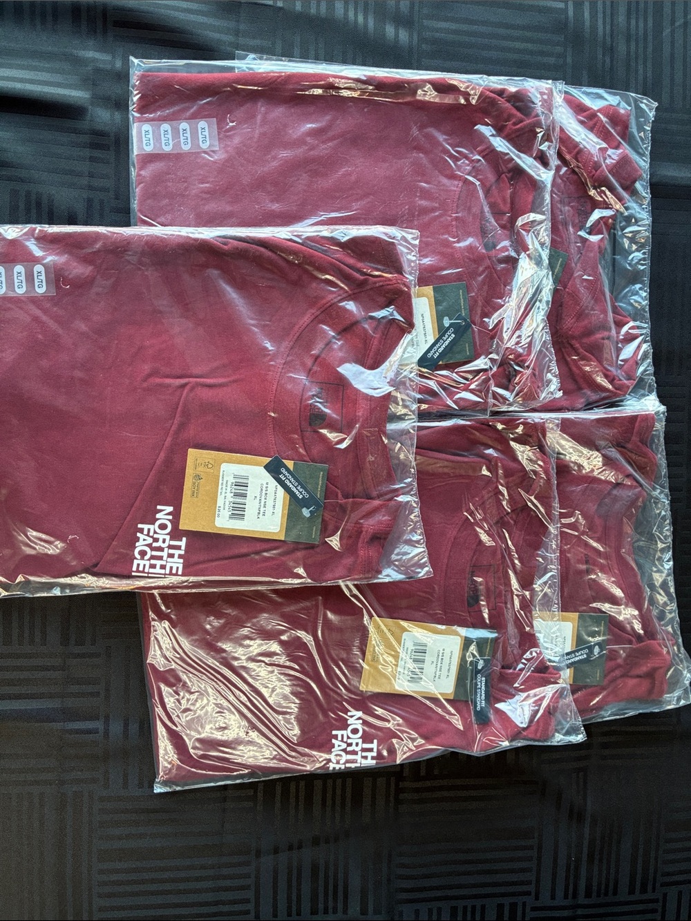 The North Face Crew Neck Tee - Burgundy Red (5 X-Large shirts pack)